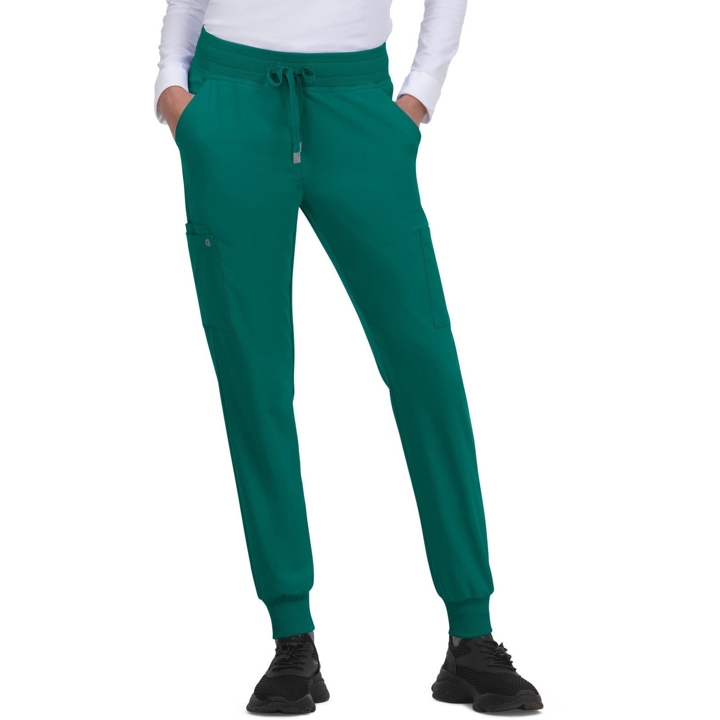 KOI Cureology Women's 6-Pocket Ribbed Cuff Jogger Style Pulse Pant - Petite