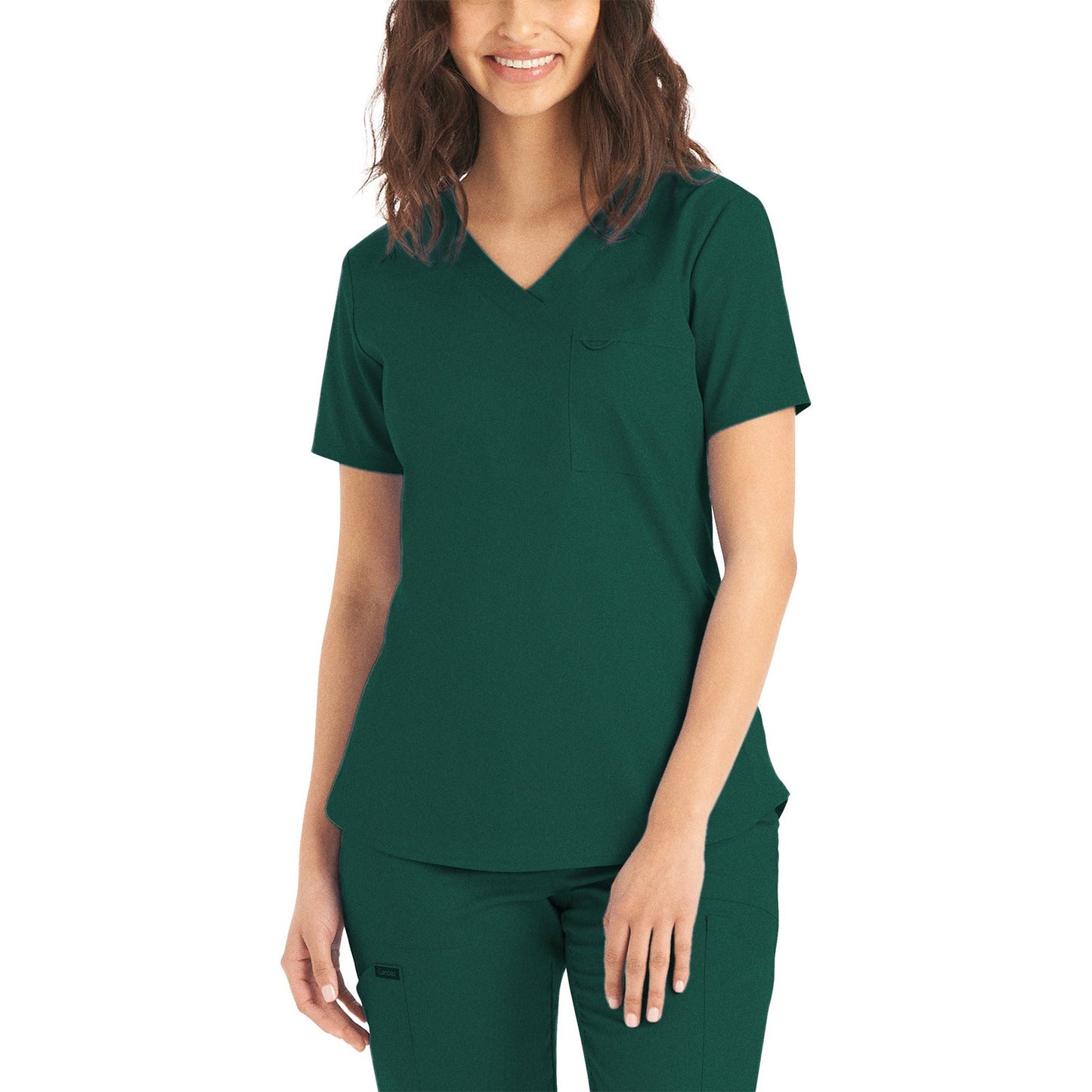 Landau ProFlex Women's 2-Pocket Back Princess Seamed V-Neck Top