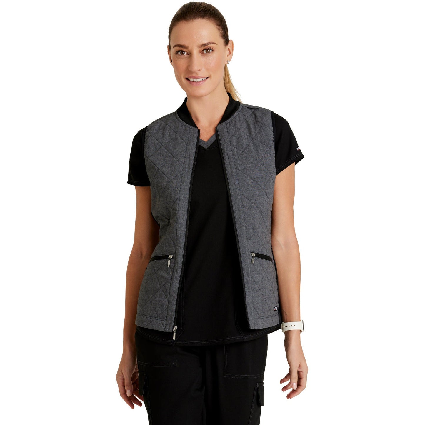 Barco Grey's Anatomy Stretch Women's Cristina 2-Pocket Quilted Vest
