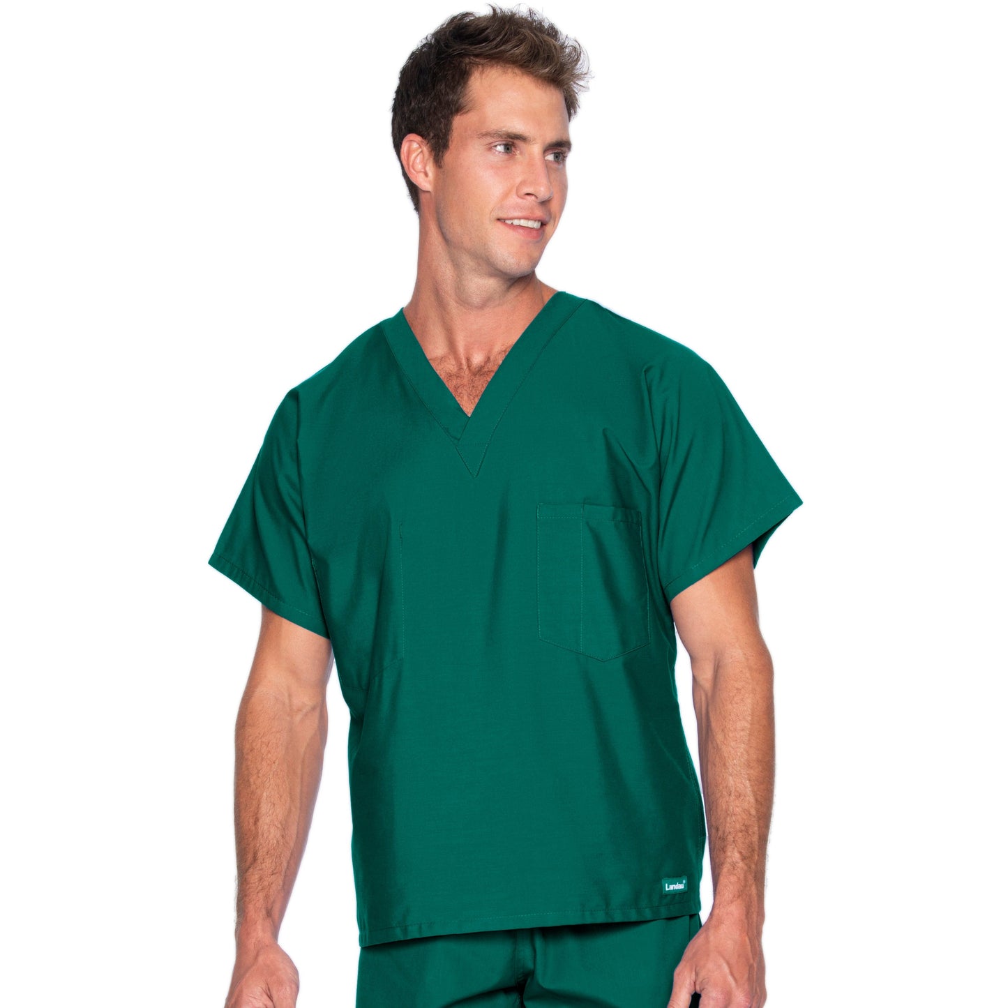 Landau Essentials Unisex Reversible 1-Pocket V-Neck Top