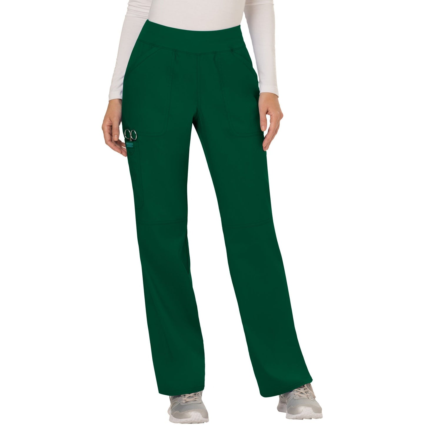 Cherokee Workwear Revolution Women's 4-Pocket Mid Rise Straight Leg Pull-on Pant - Tall