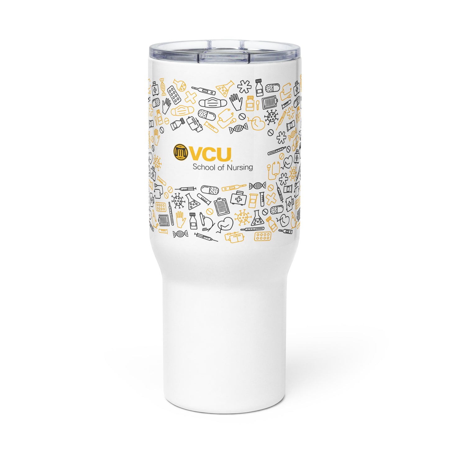 Travel mug with a handle